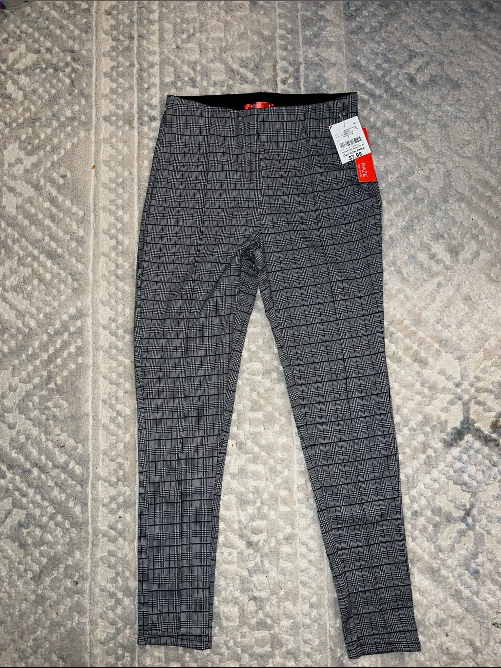 Gray Plaid Ponte Leggings - Women's Skinny Pants